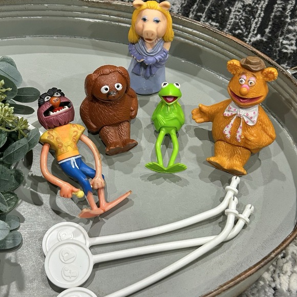 1976-78 Vintage Muppet Show Figures-Fozzie-Kermit-Miss Piggy-Animal-Rowlf Set